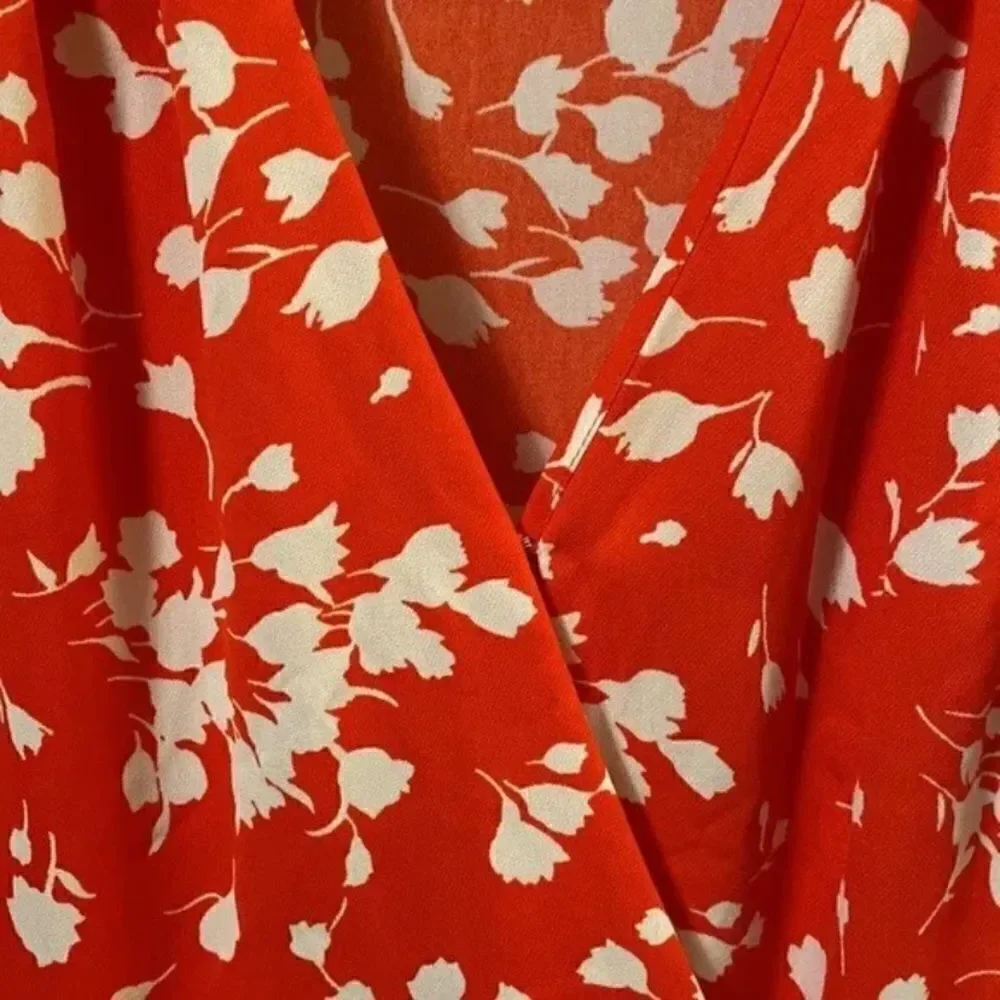 J.Crew Size 10 Orange White Floral A-line Wrap Dress New without tags